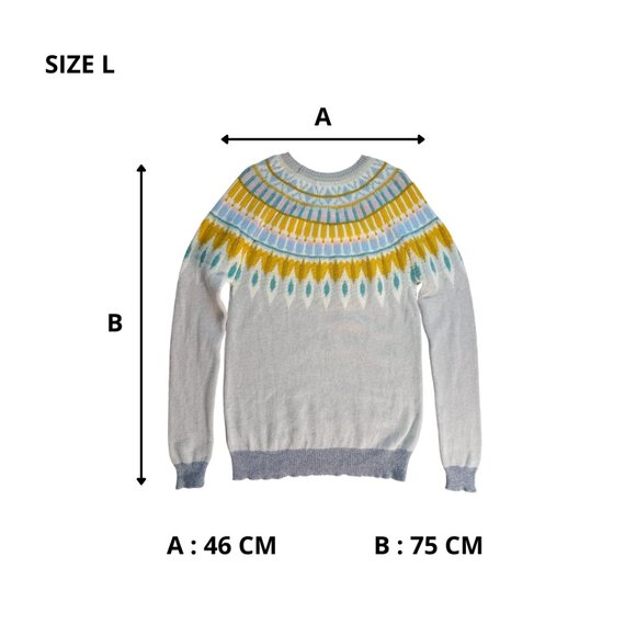 Tabitha Webb Fair Isle Lambswool Blend Knit Sweater – Long Sleeve Crewneck, Size - Picture 8 of 8